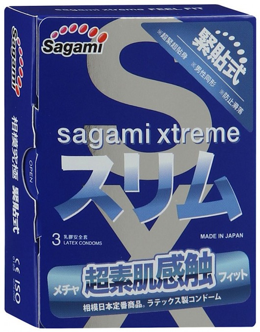 Розовые презервативы Sagami Xtreme FEEL FIT 3D - 3 шт. - Sagami - купить с доставкой в Кемерово