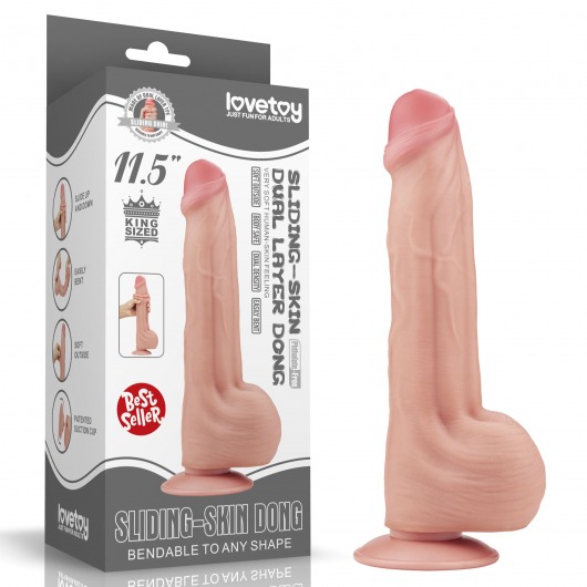 Телесный фаллоимитатор 11.5 King Sized Sliding Skin Dual Layer Dong - 29 см. - Lovetoy