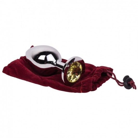 Большой стальной плаг с желтым кристаллом Sweet Lemon - 9,5 см. - Erotic Fantasy - купить с доставкой в Кемерово