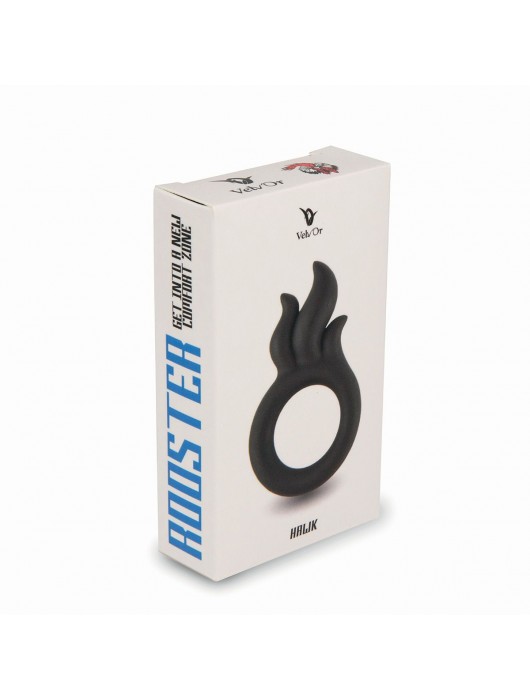 Черное эрекционное кольцо-пламя Rooster Hawk - Velv or - в Кемерово купить с доставкой