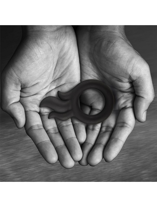 Черное эрекционное кольцо-пламя Rooster Hawk - Velv or - в Кемерово купить с доставкой