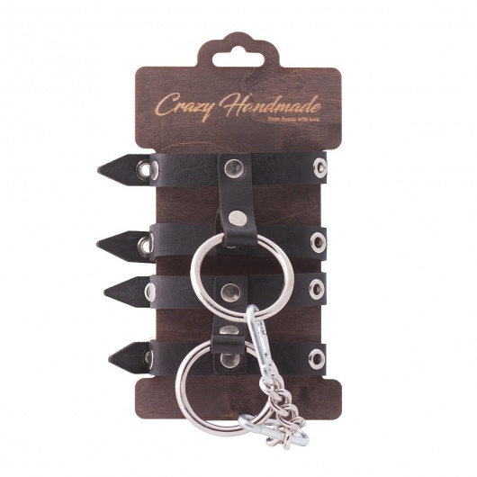 Черные однослойные наручники из натуральной кожи - Crazy Handmade - купить с доставкой в Кемерово