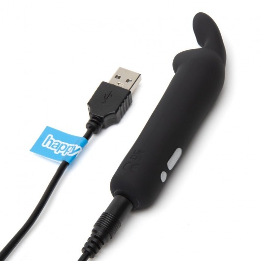 Черная вибропуля с ушками Rechargeable Rabbit Ears Bullet Vibrator - Happy Rabbit
