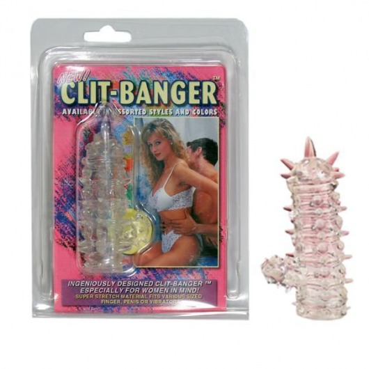 Прозрачная насадка с шипами и клиторальной шишечкой CLIT-BANGER SLEEVE IN CLEAR - Tonga - в Кемерово купить с доставкой