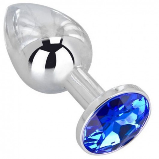 Анальное украшение BUTT PLUG  Small с синим кристаллом - 7 см. - Anal Jewelry Plug - купить с доставкой в Кемерово