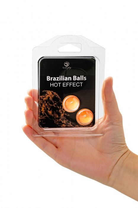 Набор из 2 шариков с массажным маслом Brazilian Balls с разогревающим эффектом - Secret Play - купить с доставкой в Кемерово