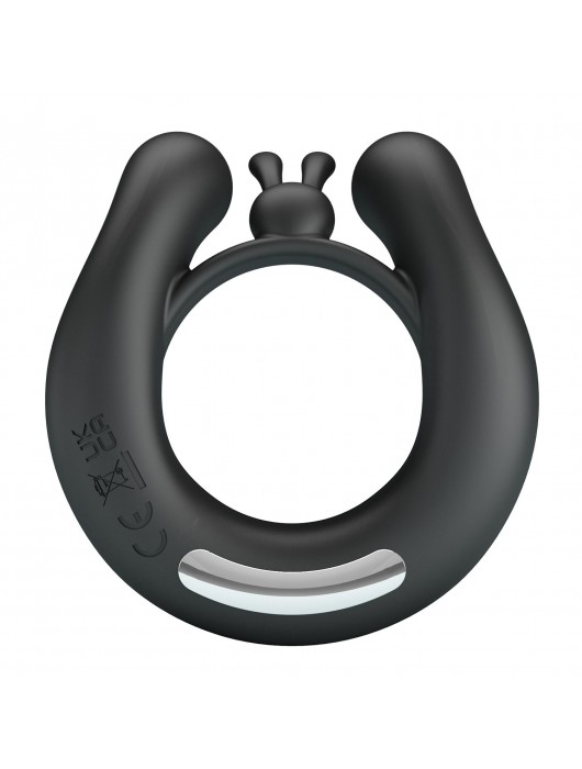 Черное эрекционное кольцо Dahlia с 2 стимулирующими щеточками - Baile - в Кемерово купить с доставкой