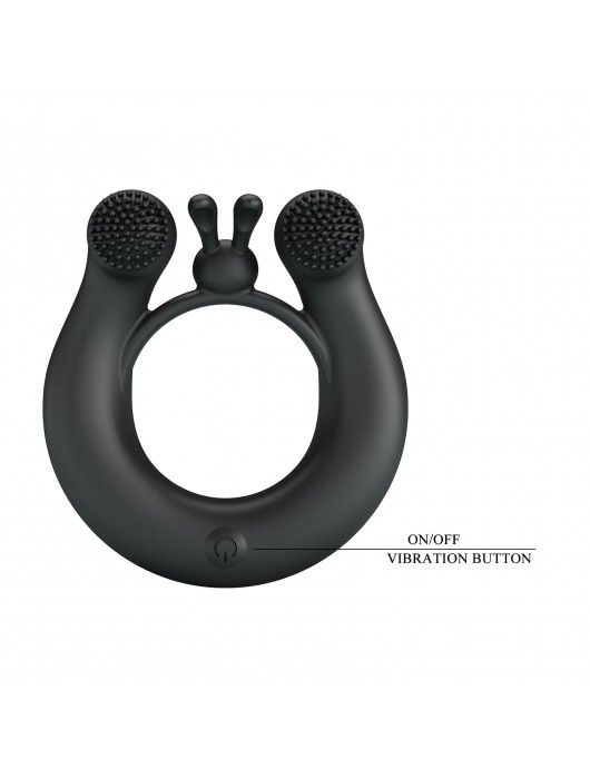 Черное эрекционное кольцо Dahlia с 2 стимулирующими щеточками - Baile - в Кемерово купить с доставкой