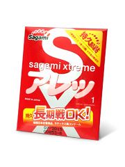 Утолщенный презерватив Sagami Xtreme FEEL LONG с точками - 1 шт. - Sagami - купить с доставкой в Кемерово