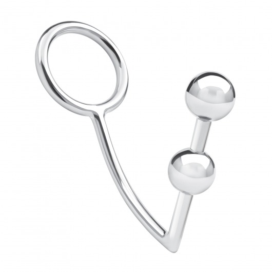 Кольцо на пенис с анальным стимулятором Two Bead Stainless Steel Anal Hook   Cock Ring - BlueLine - в Кемерово купить с доставкой