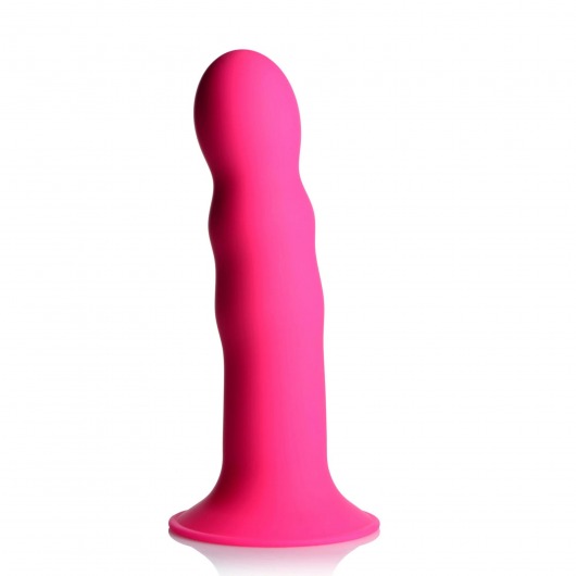 Розовый гибкий фаллоимитатор Squeeze-It Wavy Dildo - 18,3 см. - XR Brands