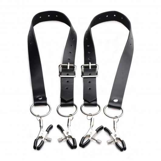 Ремни с зажимами для половых губ Spread Labia Spreader Straps with Clamps - XR Brands - купить с доставкой в Кемерово