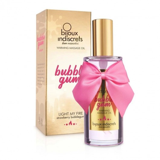 Разогревающее массажное масло Light My Fire Bubble Gum с ароматом бабл-гам - 100 мл. - Bijoux Indiscrets - купить с доставкой в Кемерово