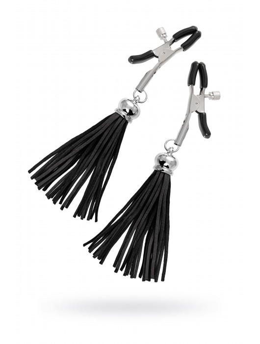 Зажимы на соски «Прищепки» с черными кисточками из замши - Pecado - купить с доставкой в Кемерово