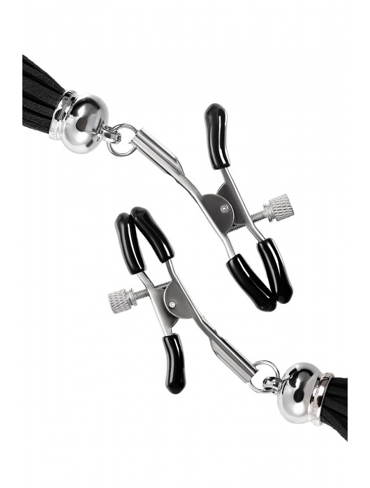 Зажимы на соски «Прищепки» с черными кисточками из замши - Pecado - купить с доставкой в Кемерово