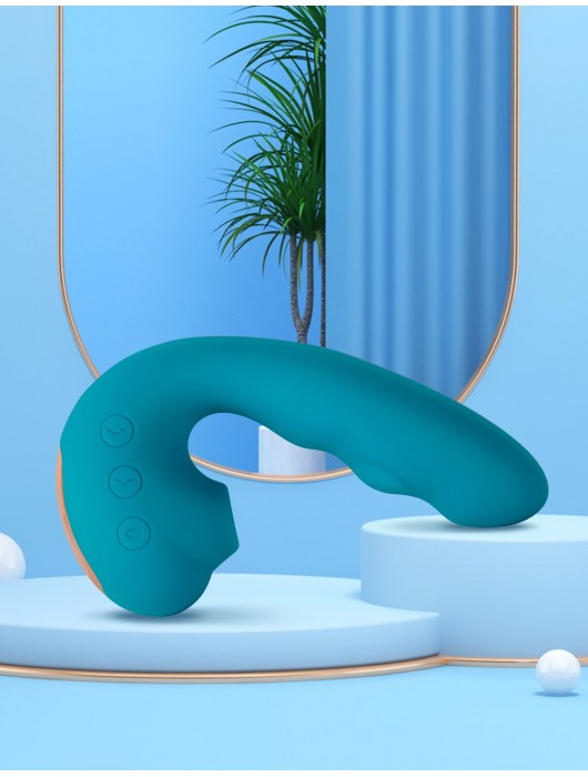 Голубой вибратор Tara с вакуумной стимуляцией и функцией постукивания - BeYourLover