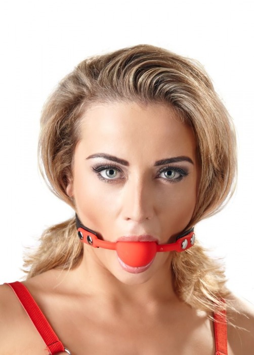 Силиконовый кляп-шар на чёрных ремешках Red Gag silicone - Orion - купить с доставкой в Кемерово