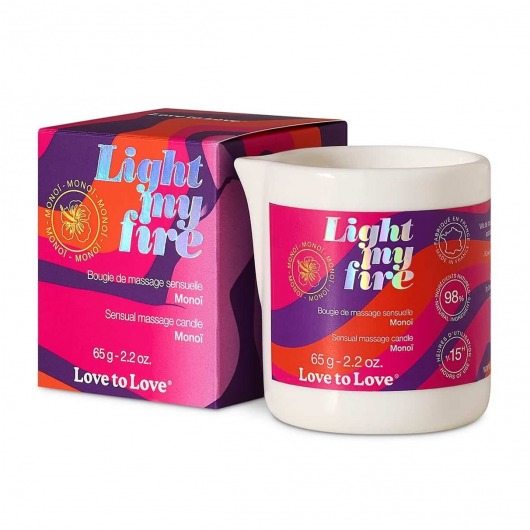 Массажная свеча Light My Fire с ароматом моной - 80 мл. - Love to Love - купить с доставкой в Кемерово