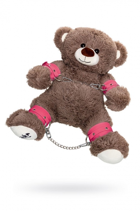 Бондажный набор: бурый мишка с розовыми оковами и наручниками - Pecado - купить с доставкой в Кемерово