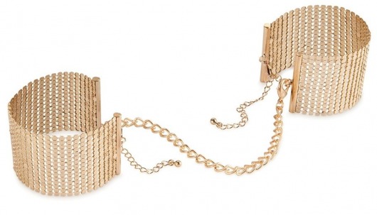 Дизайнерские золотистые наручники Desir Metallique Handcuffs Bijoux - Bijoux Indiscrets - купить с доставкой в Кемерово