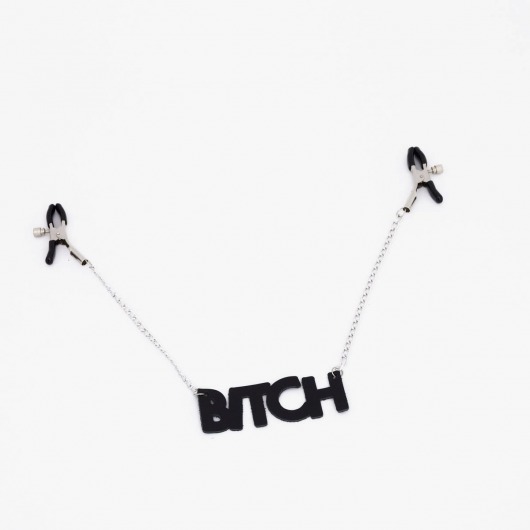 Зажимы на соски с кожаной подвеской Bitch - Crazy Handmade - купить с доставкой в Кемерово