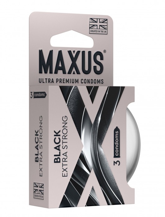 Черные утолщенные презервативы MAXUS Extra Strong с железным кейсом - 3 шт. - Maxus - купить с доставкой в Кемерово