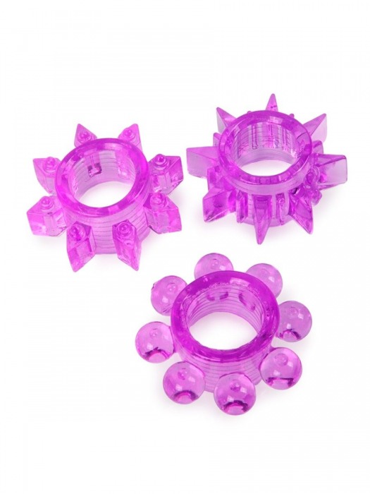 Набор из 3 лиловых эрекционных колец различной формы - Erowoman-Eroman - в Кемерово купить с доставкой