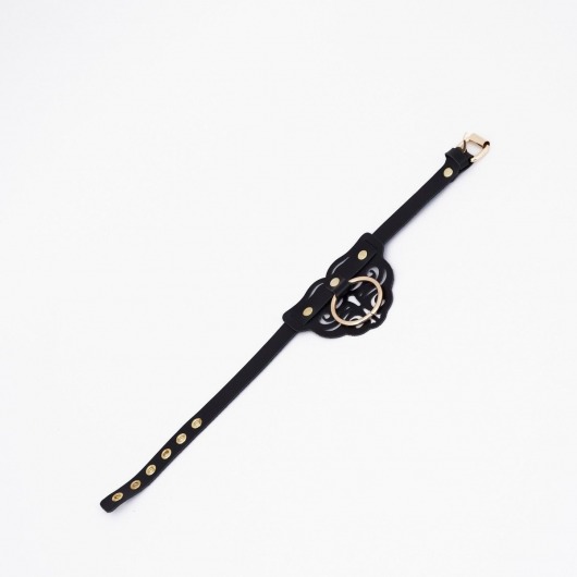 Черный чокер с клепками и золотистой фурнитурой - Crazy Handmade - купить с доставкой в Кемерово