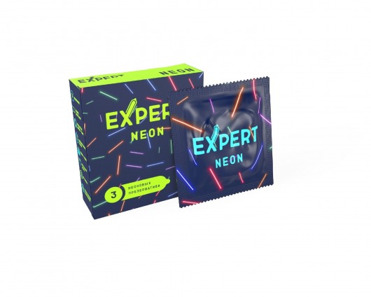 Светящиеся в темноте презервативы Expert Neon - 3 шт. - Expert - купить с доставкой в Кемерово