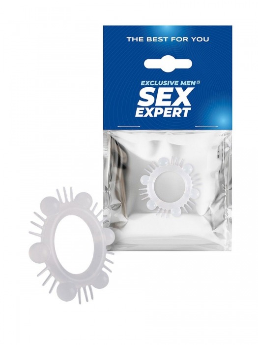 Эластичное эрекционное кольцо с шипиками и шариками - Sex Expert - в Кемерово купить с доставкой