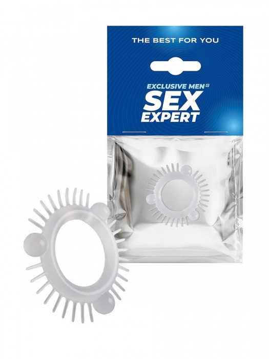 Эластичное эрекционное кольцо с 3 шариками и шипами - Sex Expert - в Кемерово купить с доставкой