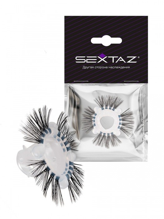 Эластичное эрекционное кольцо с черными «ресничками» - Sextaz - в Кемерово купить с доставкой