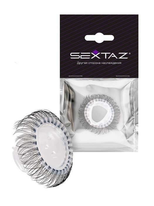 Эластичное эрекционное кольцо с длинными черными «ресничками» - Sextaz - в Кемерово купить с доставкой