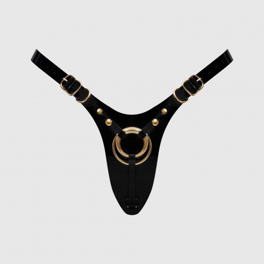 Черный пояс для фиксации насадок Strap-On-Me Leatherette Harness Fabulous - Strap-on-me - купить с доставкой в Кемерово