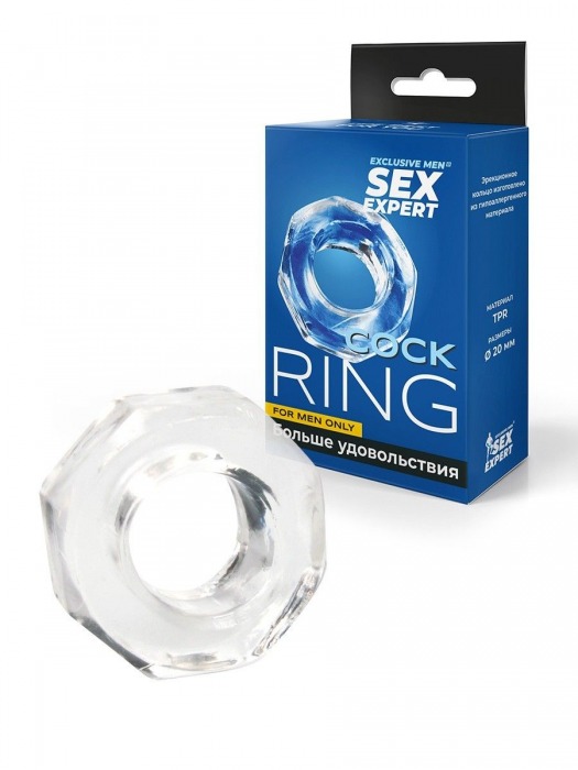 Прозрачное эрекционное кольцо в форме гайки - Sex Expert - в Кемерово купить с доставкой