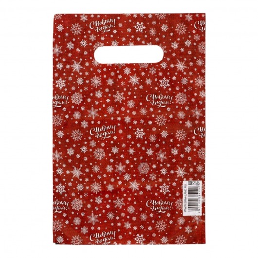 Красный подарочный новогодний пакет с вырубной ручкой (20х30 см) - Сима-Ленд - купить с доставкой в Кемерово