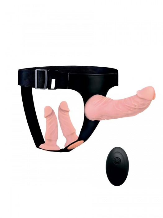 Женский страпон с 3 насадками и вибрацией - Erowoman-Eroman - купить с доставкой в Кемерово