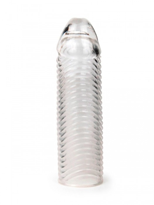 Прозрачная закрытая насадка на пенис с ребрышками - 16 см. - Sex Expert - в Кемерово купить с доставкой