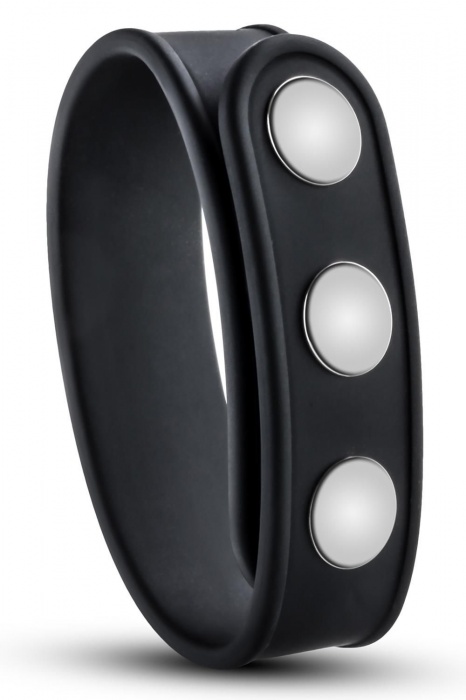 Черное эрекционное кольцо на кнопках - Blush Novelties - в Кемерово купить с доставкой