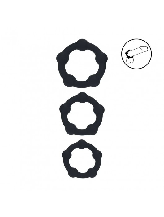 Набор из 3 эрекционных колец Beaded Silicone Cockring Set - Shots Media BV - в Кемерово купить с доставкой