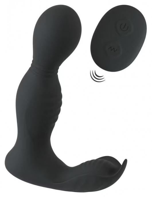Черная анальная пробка с вибрацией, вращением и пультом ДУ RC Butt Plug with 2 Functions - Orion - в Кемерово купить с доставкой