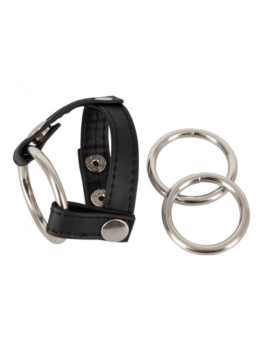 Подхват для мошонки с 3 съемными эрекционными кольцами Leder-Riemen - Orion - в Кемерово купить с доставкой