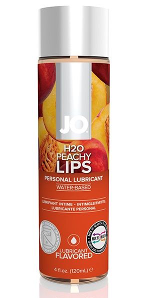 Лубрикант на водной основе с ароматом персика JO Flavored Peachy Lips - 120 мл. - System JO - купить с доставкой в Кемерово