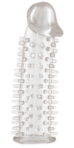 Прозрачная насадка на половой член с закрытой головкой и шипами - 12,5 см. - Toyfa Basic - в Кемерово купить с доставкой