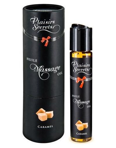 Массажное масло с ароматом карамели Huile de Massage Gourmande Caramel - 59 мл. - Plaisir Secret - купить с доставкой в Кемерово