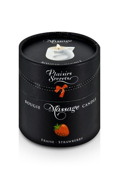 Массажная свеча с ароматом клубники Bougie de Massage Gourmande Fraise - 80 мл. - Plaisir Secret - купить с доставкой в Кемерово