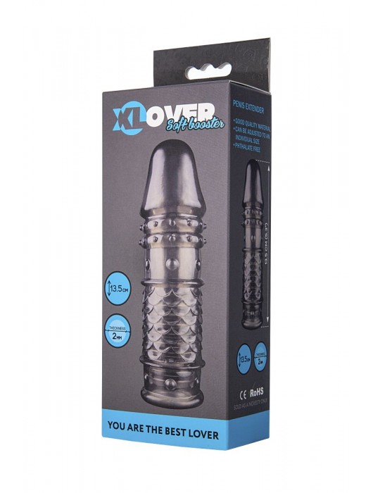 Дымчатая закрытая насадка ToyFa XLover с чешуйками и пупырышками - 13,5 см. - ToyFa - в Кемерово купить с доставкой