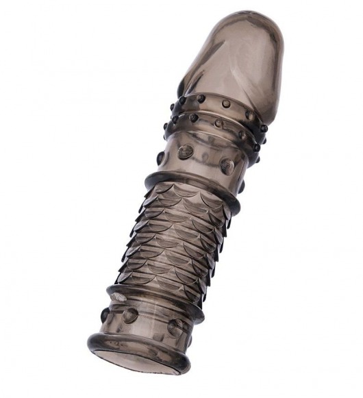 Дымчатая закрытая насадка ToyFa XLover с чешуйками и пупырышками - 13,5 см. - ToyFa - в Кемерово купить с доставкой