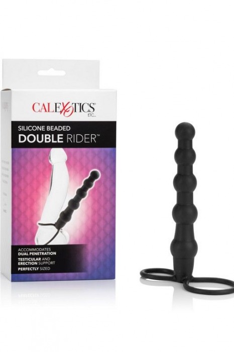 Насадка на пенис для двойного проникновения Silicone Beaded Double Rider - 14 см. - California Exotic Novelties - в Кемерово купить с доставкой