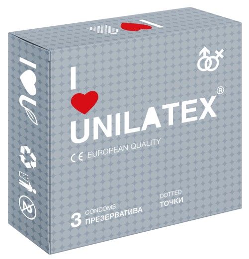 Презервативы с точками Unilatex Dotted - 3 шт. - Unilatex - купить с доставкой в Кемерово